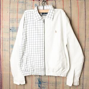 Custom upcycled polo harrington jacket